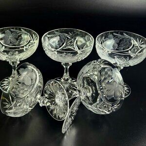 Vintage Stunning Cut-Crystal Champagne/Low Sherbet - Resemble Nachtmann Traube-5